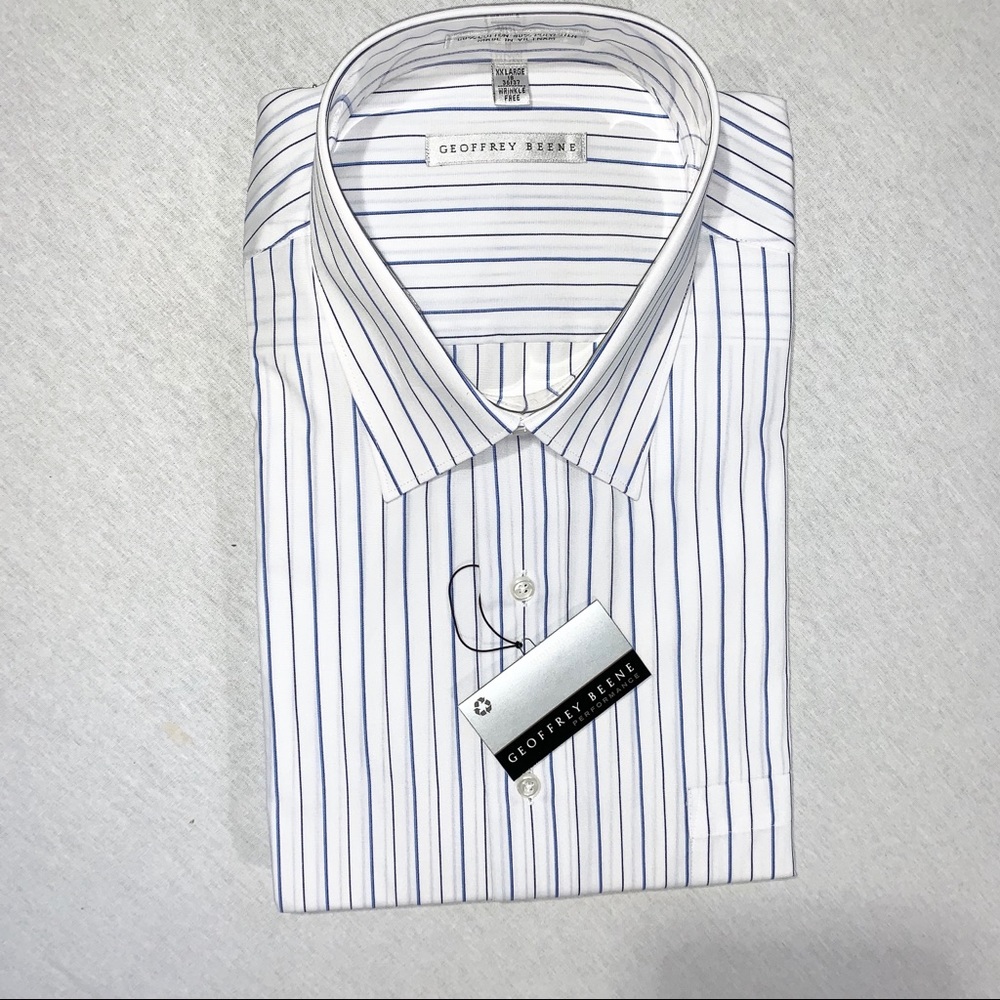 NWT Geoffrey Beene Shirt 18- 36/37 Striped Blue